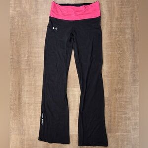 Under Armour Fitted Black Leggings with Pink Waistband